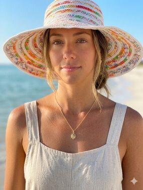 Alessandra Bacci Multicolor Festival Striped Sun Hat NEW